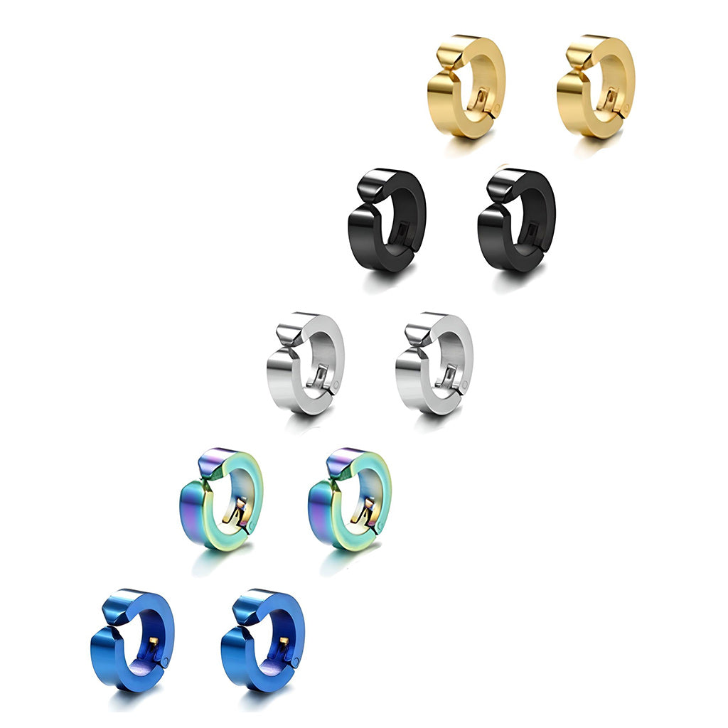 Stainless Steel Set Clip On Earrings for Men Women Hoop Huggie Earrings Non Piercing