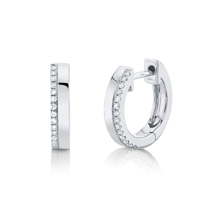 14K White Gold 0.08ctw Diamond Huggie Earrings - SC55006224