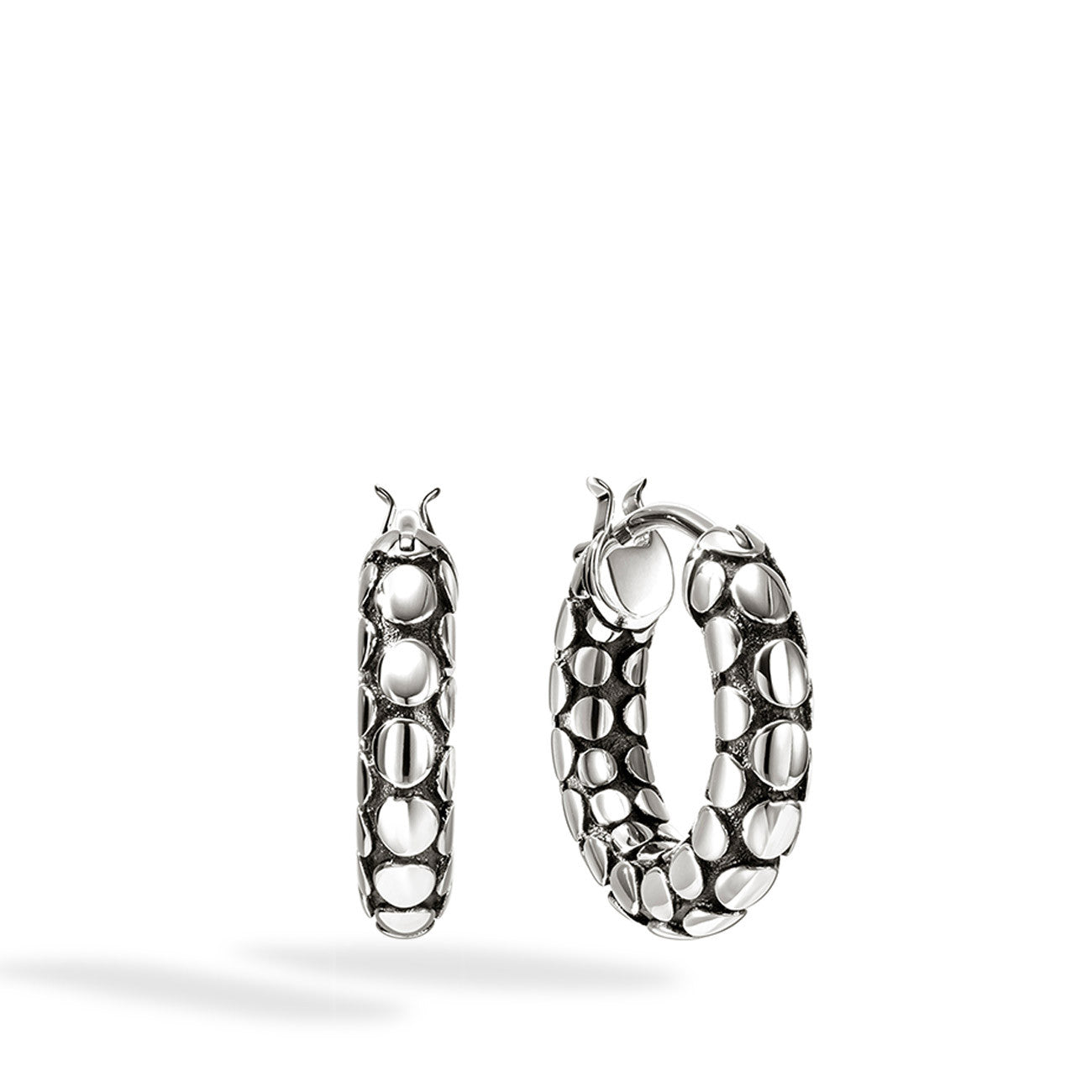 Dot Silver Hoop Earrings - 15mm