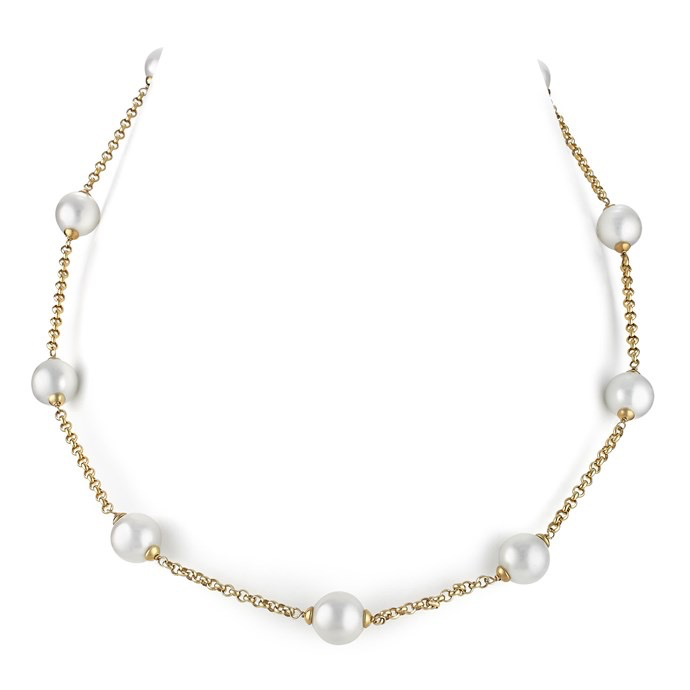 Golden Necklace with Multiple Pearls