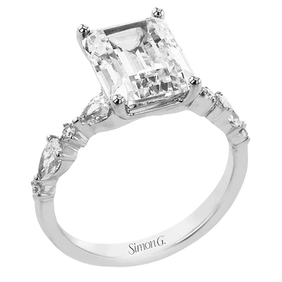 White Gold Emerald Cut Semi-Mount