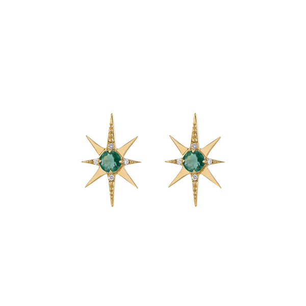Eden Presley 14k Yellow Gold Emerald Starburst Stud Earrings - 2220211E-EM