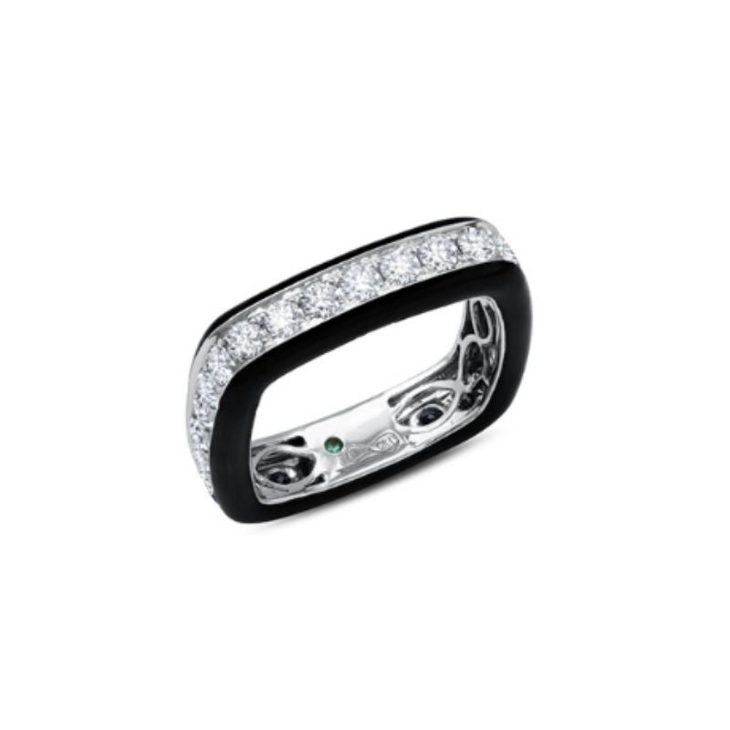 Graziela 18K White Gold Diamond & Enamel Eternity Band Ring