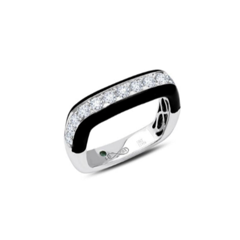 Graziela 18K White Gold Diamond & Enamel Half Band Ring