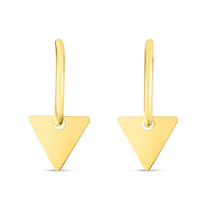14K Dangle Triangle Huggie Earring