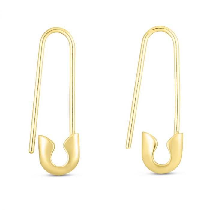 14K Gold Safety Pin Earring