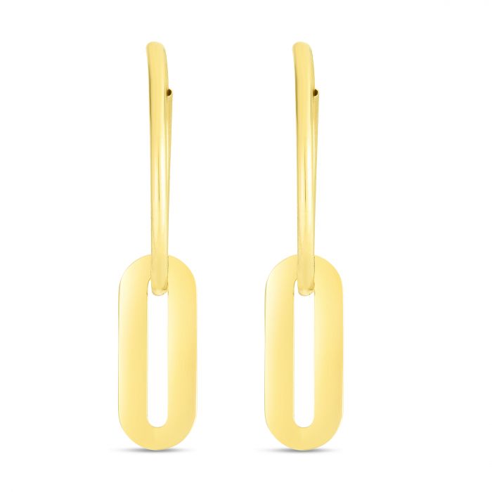 14K Paperclip Hoop Drop Earring