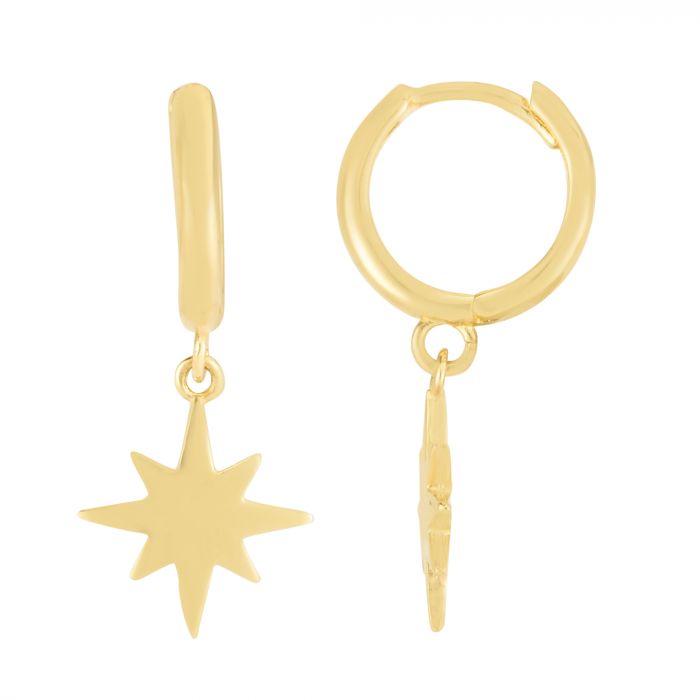 14K Dangle Star Huggies