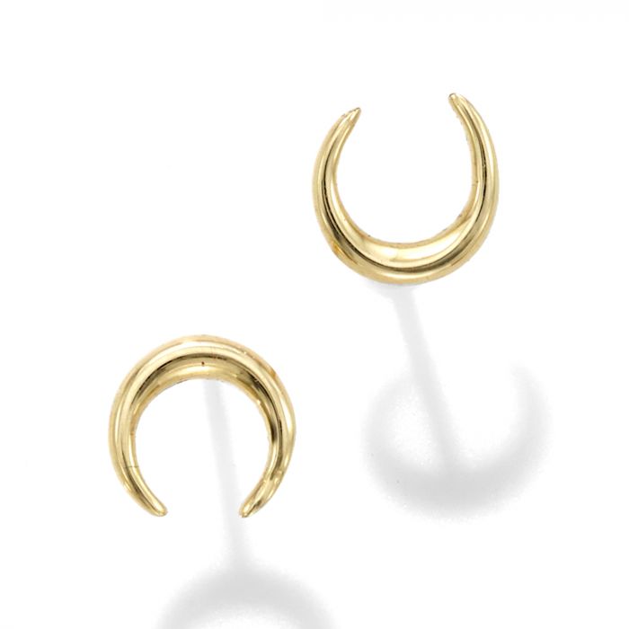 14K Gold Crescent Stud Earring