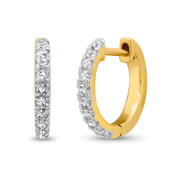 Eriness 14K Yellow Gold Standard Diamond Huggie Earrings - SBH1-YG-WD
