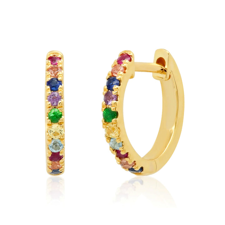 Eriness 14K Yellow Gold Standard Multi Colored Huggies - SBH1-YG-MC