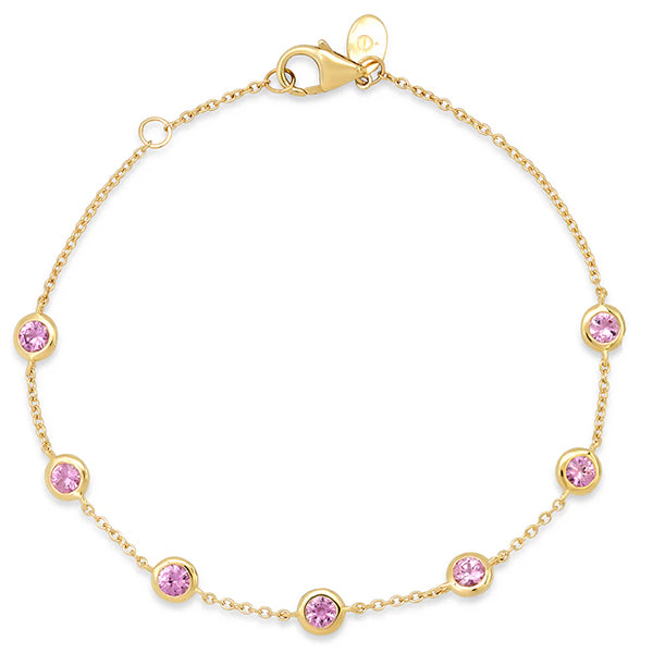 Eriness 14K Yellow Gold Pink Sapphire Bezel Set Bracelet - SBB9-YG-PS