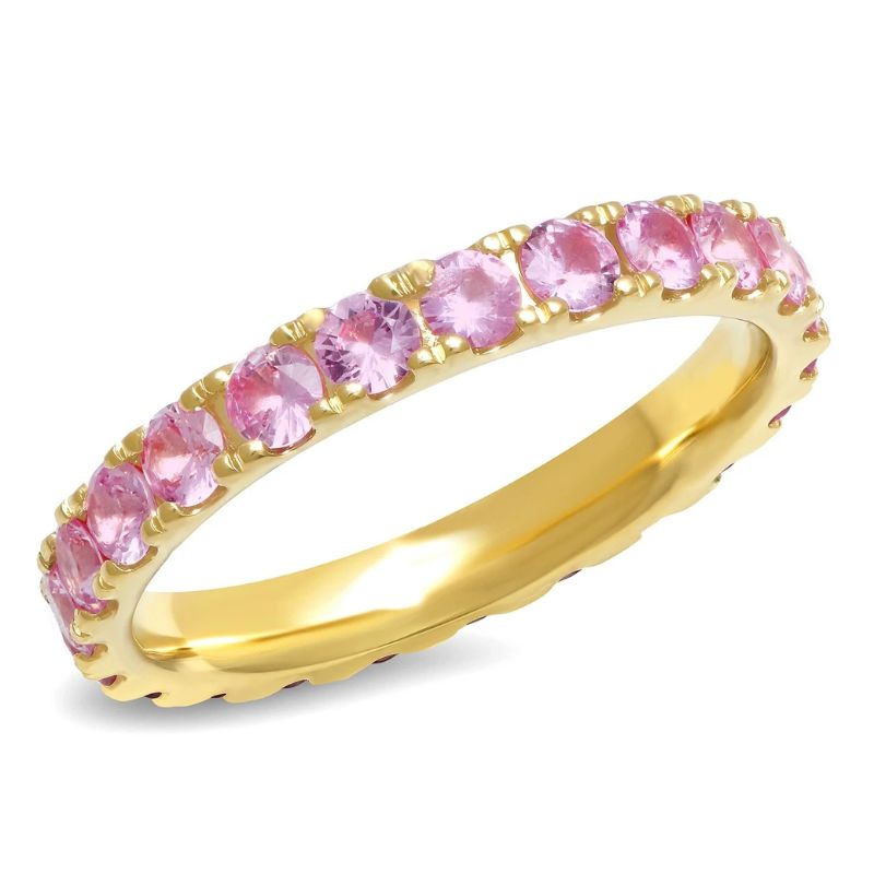 Eriness 14K Yellow Gold Large Pink Sapphire Eternity Band