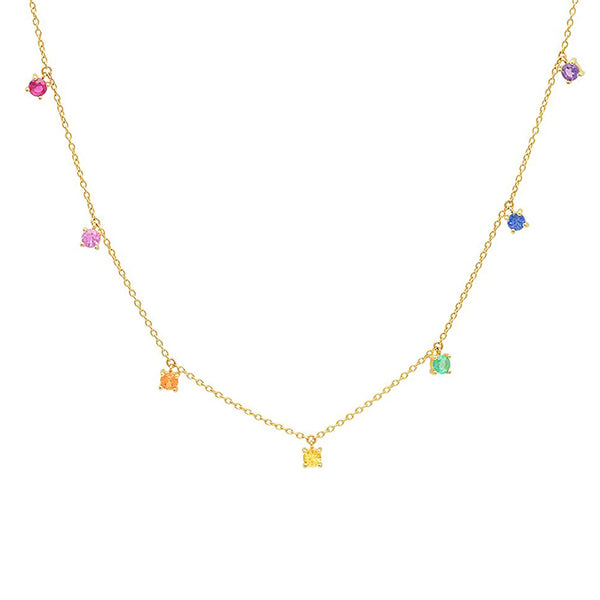 Eriness 14K Yellow Gold Rainbow Charm Necklace - SBN42-YG-MC