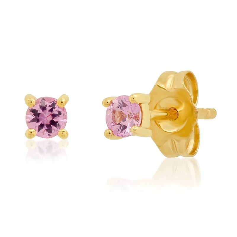 Eriness 14K Yellow Gold Pink Sapphire Stud Earrings