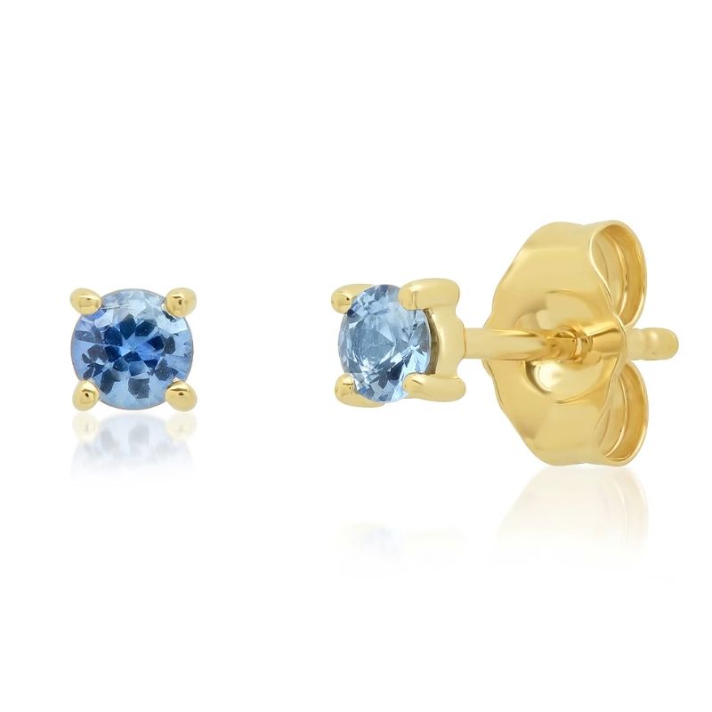 Eriness 14K Yellow Gold Blue Sapphire Stud Earrings