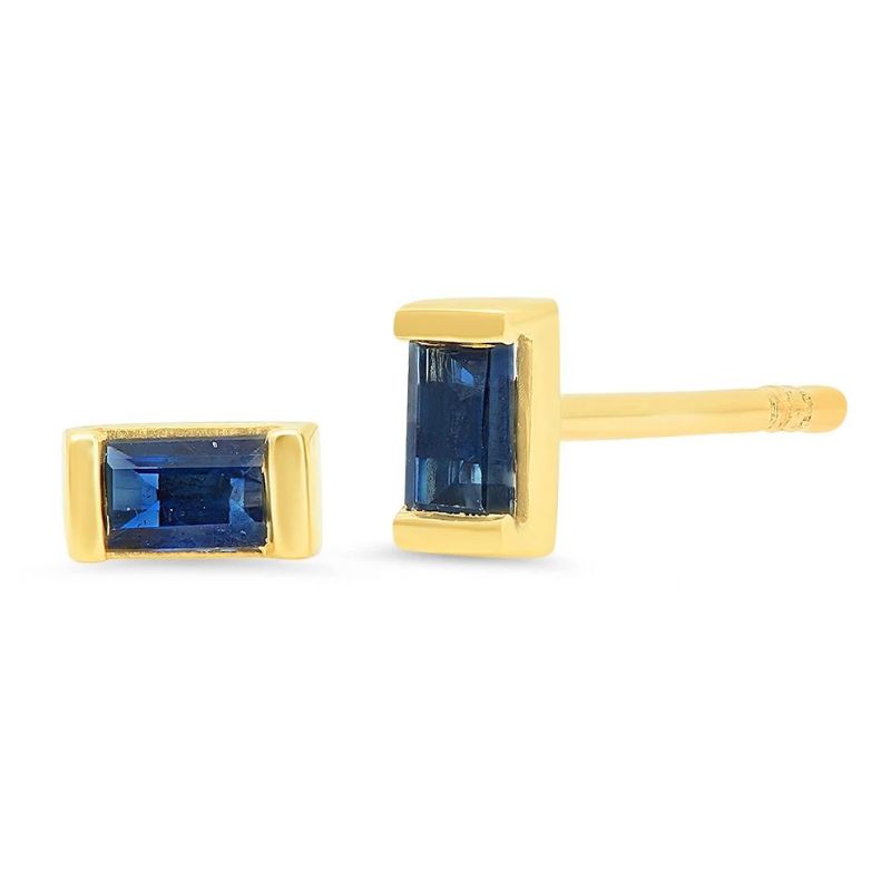 Eriness 14K Yellow Gold Blue Sapphire Baguette Stud Earrings - SBE20-YG-BS