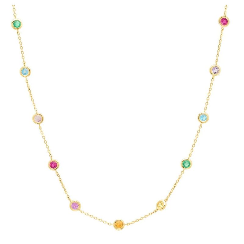 Eriness 14K Yellow Gold Rainbow Bezel Set Necklace
