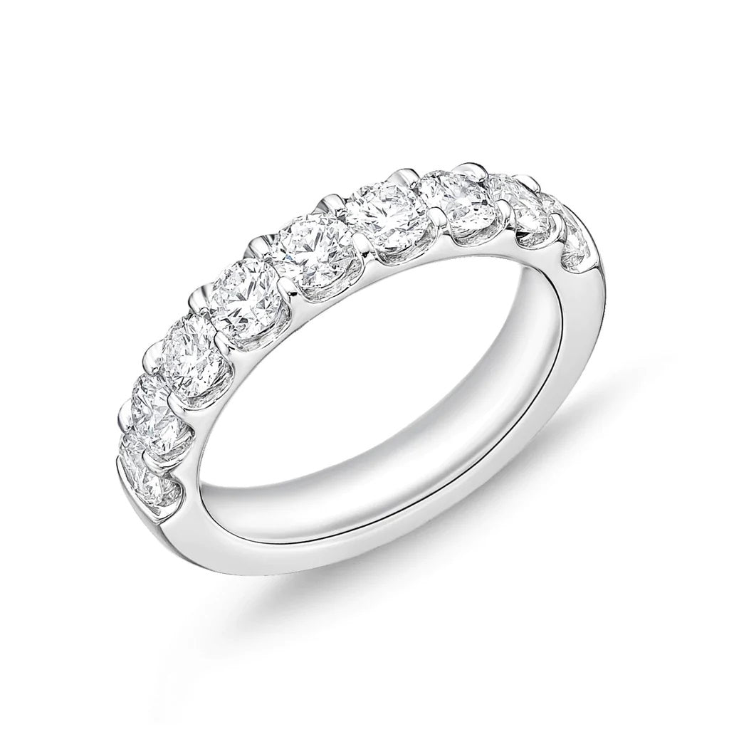 18K WHITE GOLD 9-STONE DIAMOND BAND 1.58CT