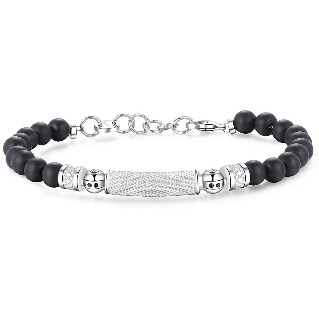 Exodus Black Onyx Stones Bracelet (Silver-Black)