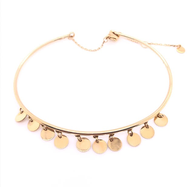 14K Small Circle Dangles Gold Bangle Bracelet