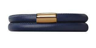 Blue Double Wrap Leather Bracelet (Rose-Gold/Blue)