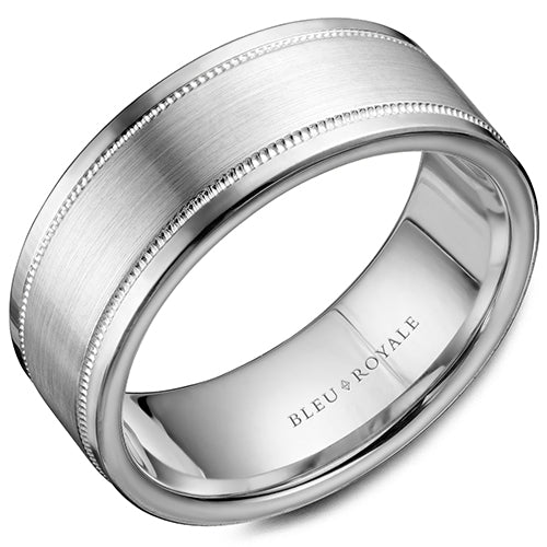 Bleu Royale 14k White Gold Men's Wedding Band - RYL-038W85-M10