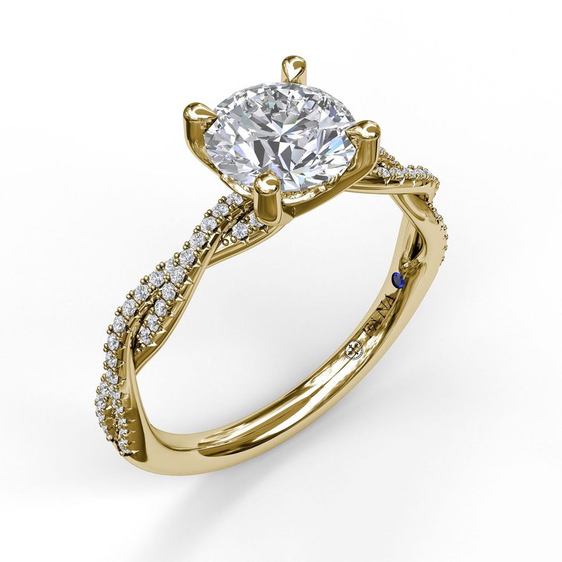 18K Yellow Gold Petite Diamond Twist Semi-Mount Engagement Ring