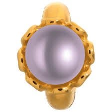 Purple Pearl Flower Charm (Gold/Purple)