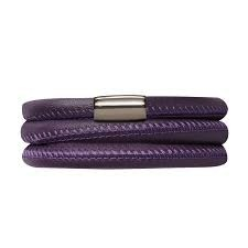 Purple Triple Wrap Leather Bracelet (Silver/Purple)