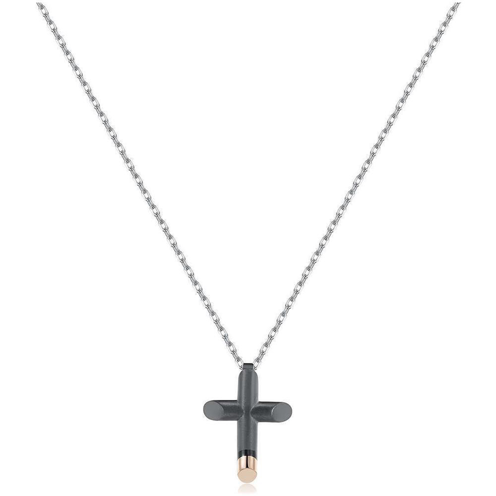 Celesta Cross Pendant Necklace (Black/Gold)