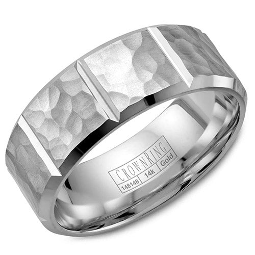 Crown Ring 14k White Gold Wedding Band - WB-9097-M10