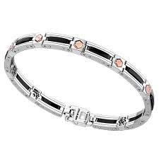 Silver and Ceramic with Rose-Gold Screws Bracelet