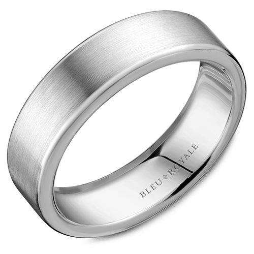 Bleu Royale 14k White Gold Men's Wedding Band - RYL-037W65-M10