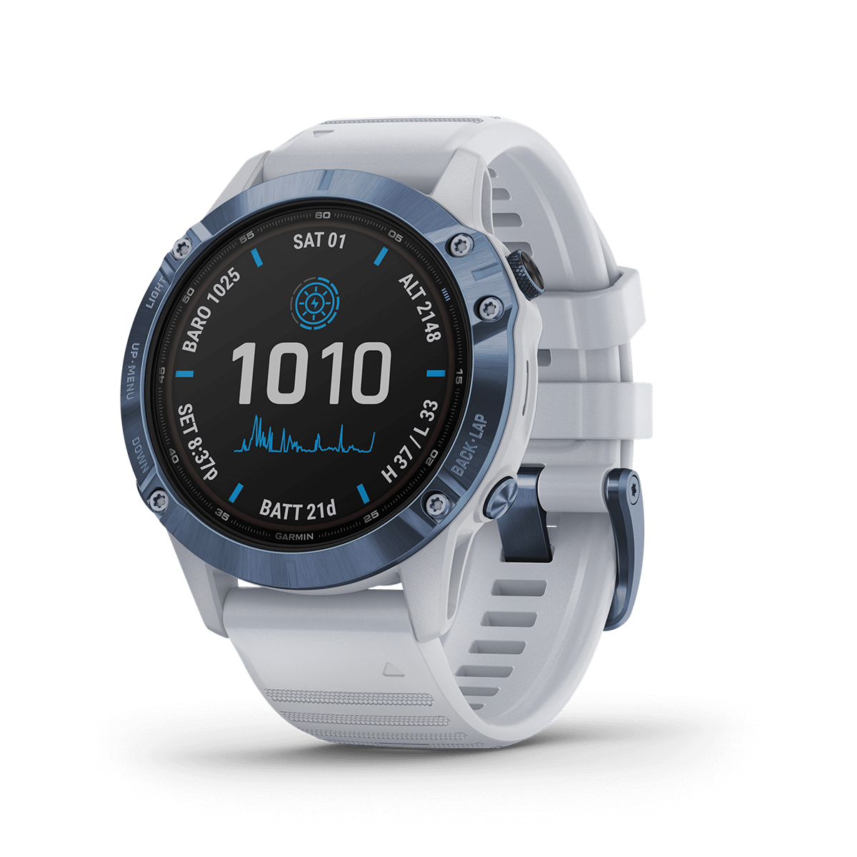 Fēnix® 7X – Sapphire Solar Edition Mineral Blue Titanium with Whitestone Band