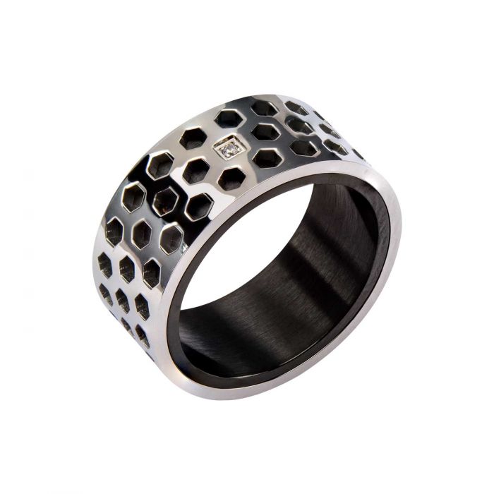 Steel Honey Comb Pattern Ring