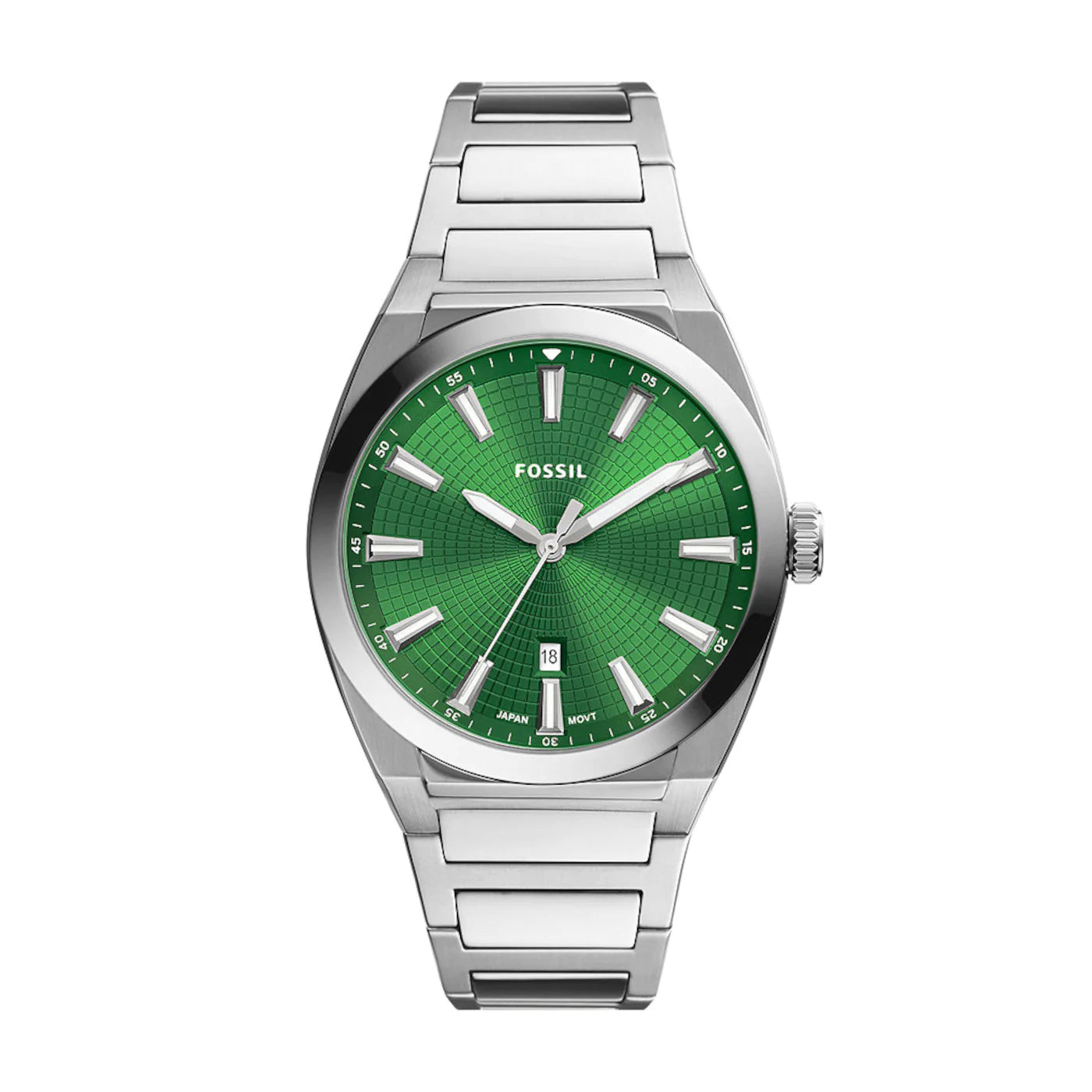 Everett Three-Hand Date Stainless Steel Watch Green