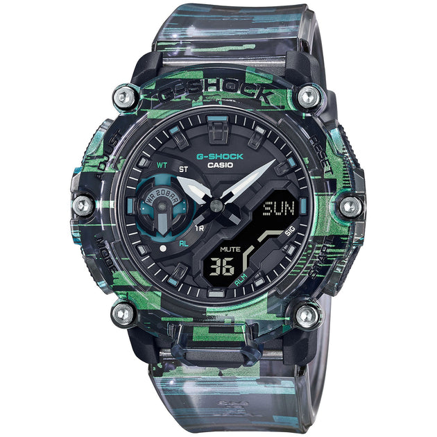G-Shock GA2200 Ana-Digi Digital Glitch Black Green