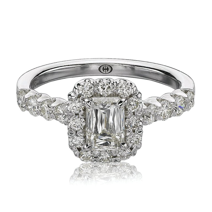 Christopher Design 18K White Gold Crisscut Emerald Diamond Halo Engagement Ring - G52-EC100