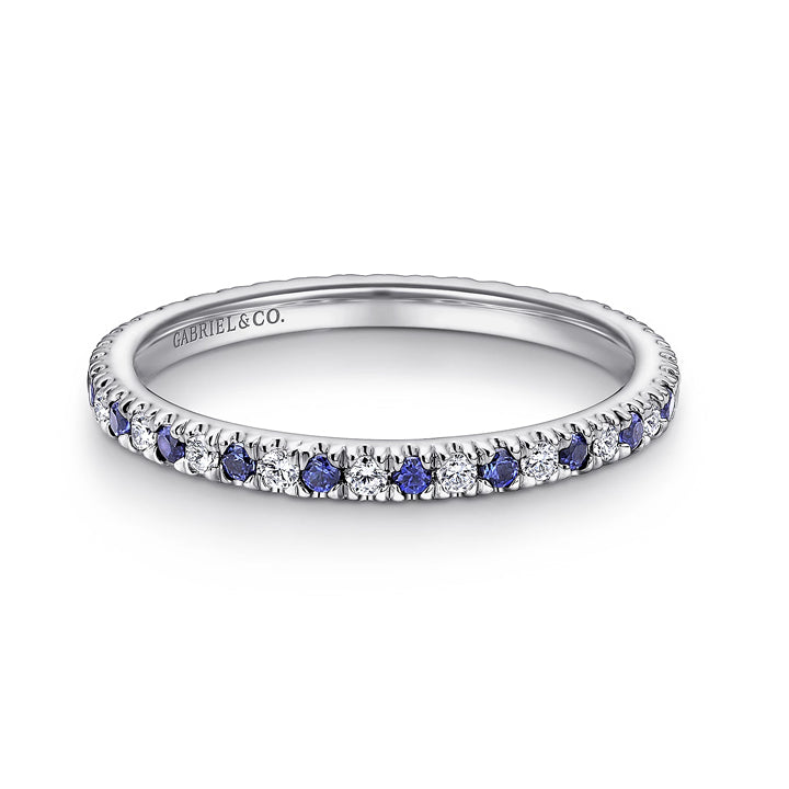 Gabriel & Co 14k White Gold Round Eternity Sapphire Anniversary Band - AN11357-6W44SA