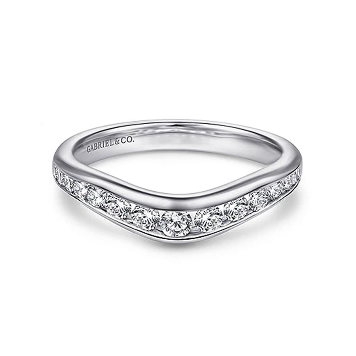 Gabriel & Co 14k White Gold Round Curved Anniversary Band - AN10956W44JJ