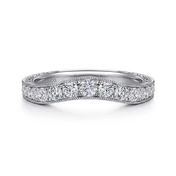 Gabriel & Co 14k White Gold Round Curved Anniversary Band - AN10961W44JJ