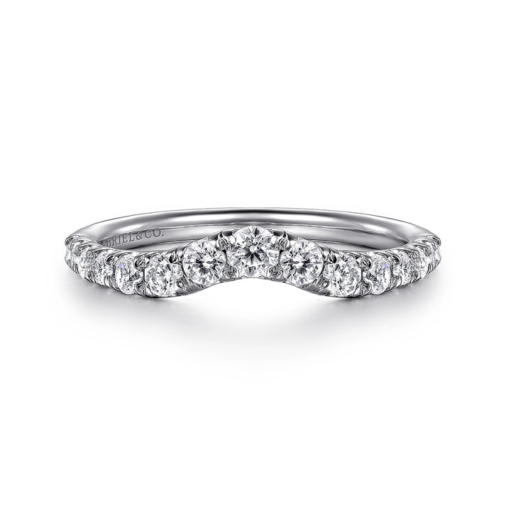 Gabriel & Co 14k White Gold Round Curved Anniversary Band - AN10969W44JJ