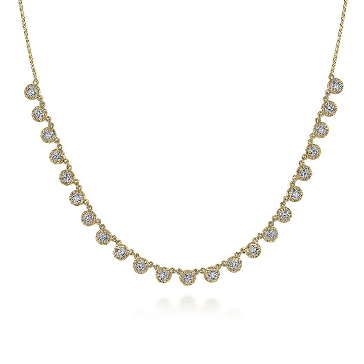 Gabriel & Co. 14k Yellow Gold 18" Round Diamond Station Necklace - NK6024Y45JJ