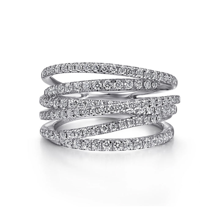 Gabriel & Co 14K White Gold Layered Wide Band Diamond Ring- LR50964W45JJ