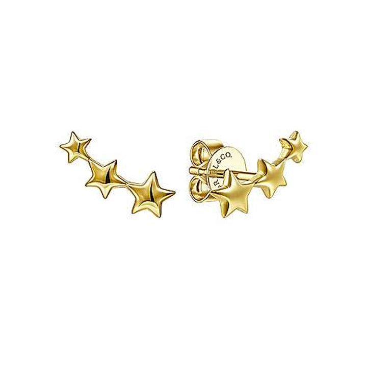 Gabriel & Co 14K Yellow Gold Triple Graduating Stars Curved Stud Earrings - EG14014Y4JJJ