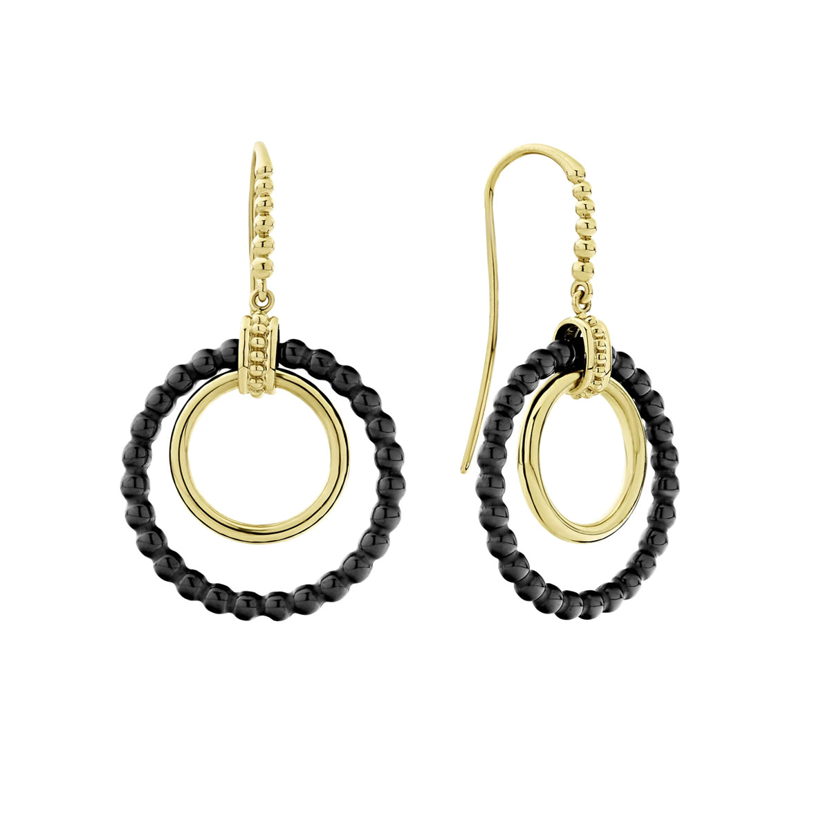 Lagos Black Caviar Gold Drop Earrings- 01-11039-CB