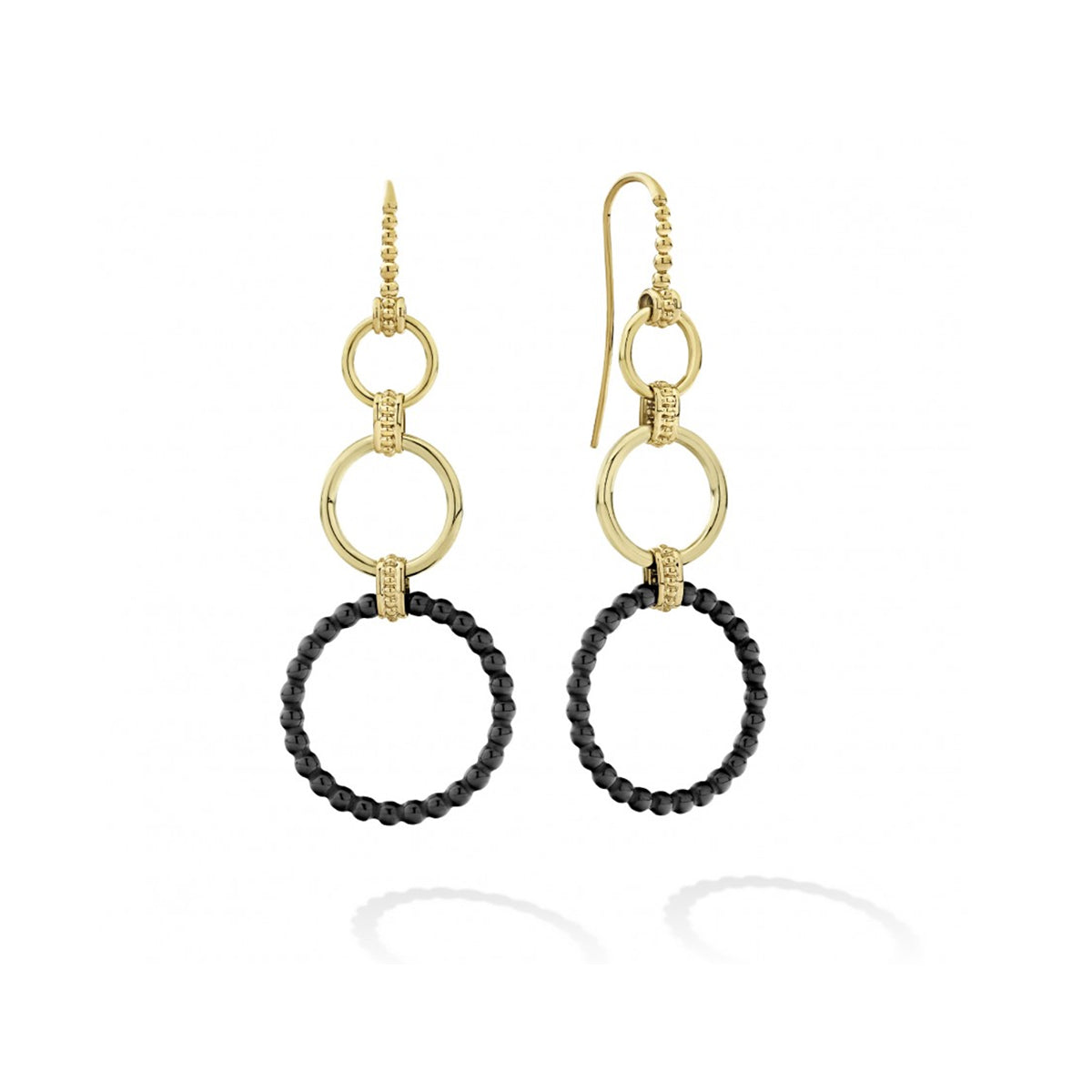 Lagos Black Caviar Gold Drop Earrings- 01-11040-CB