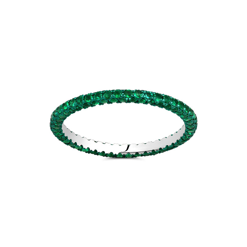 Graziela 14k White Gold/ Green Rhodium 0.90ctw Emerald Eternity Band- WBR-1211000