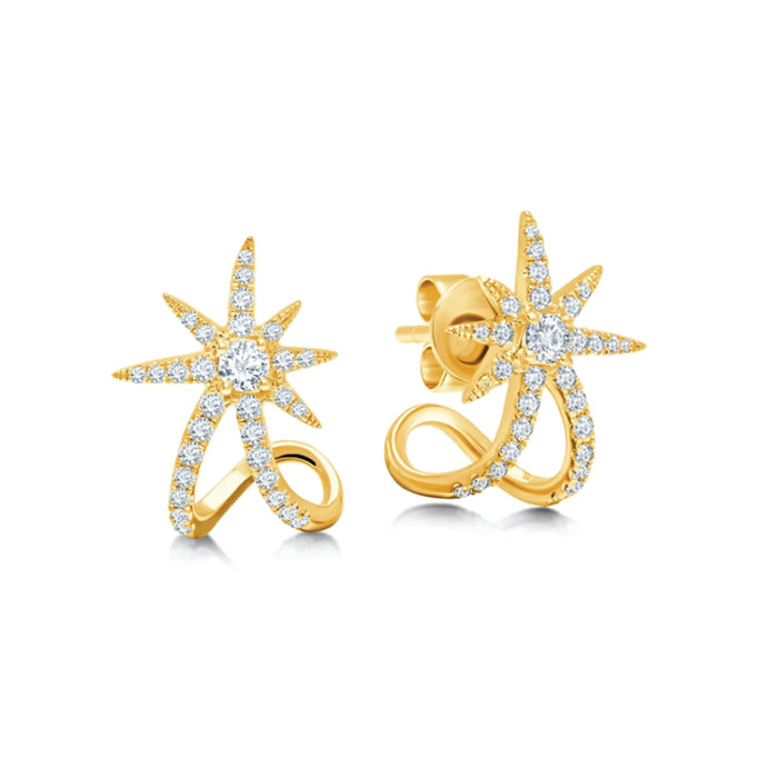Graziela 18K Gold Diamond Starburst Ear Cuff Earrings - STE-1041070Y
